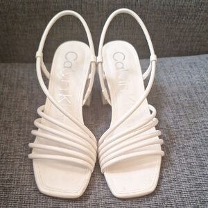 Calvin Klein White Strappy Sandals Minimalist Design